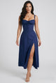 Vestido Corsé Azul Marino Fendido
