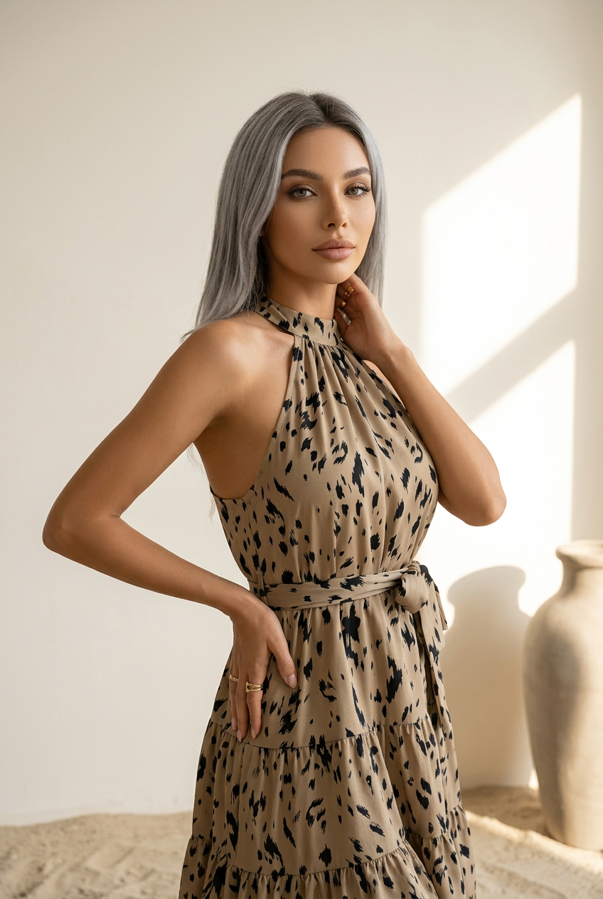 Vestido Mini con Estampado de Leopardo