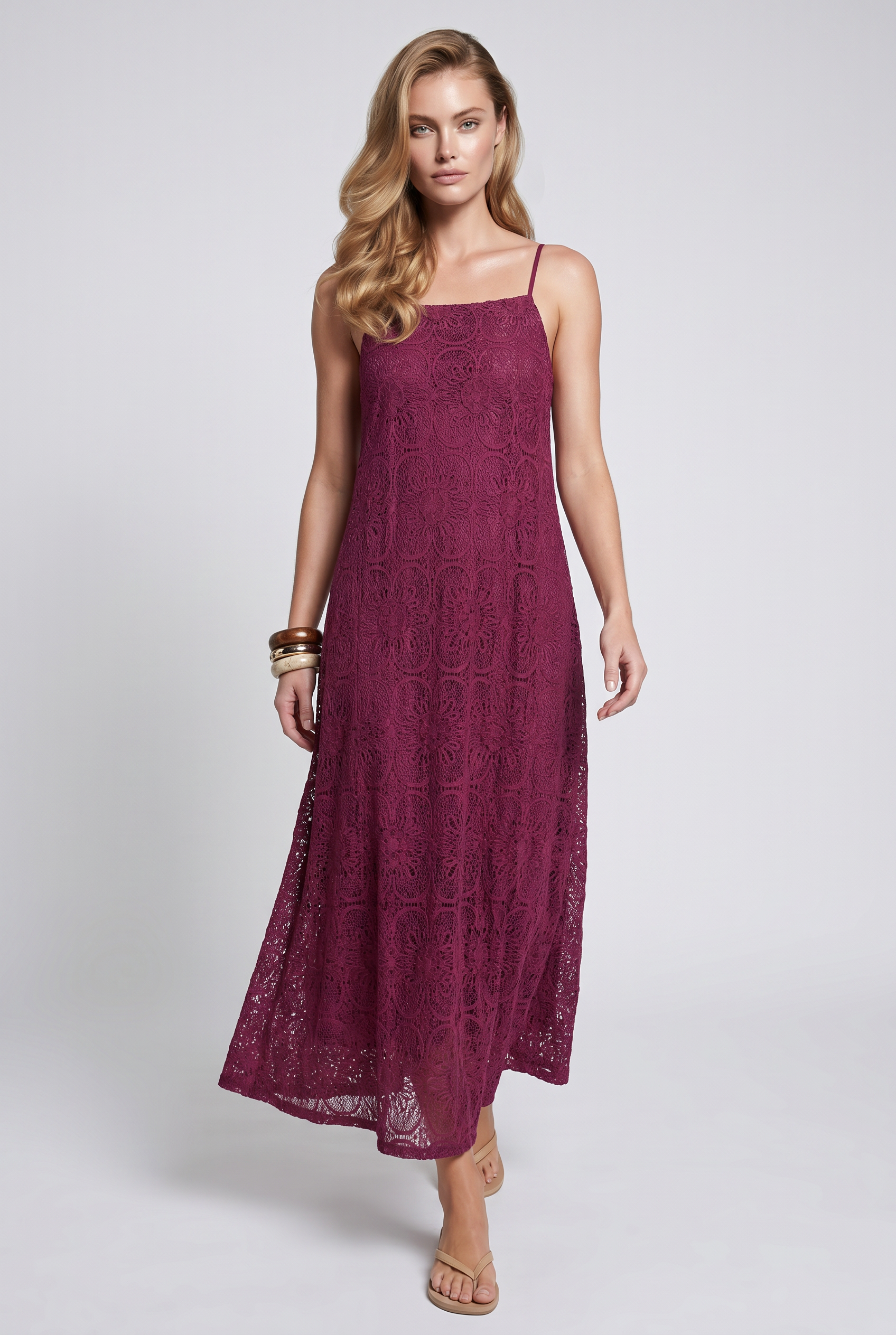 Vestido Largo de Encaje para Mujer – Verano