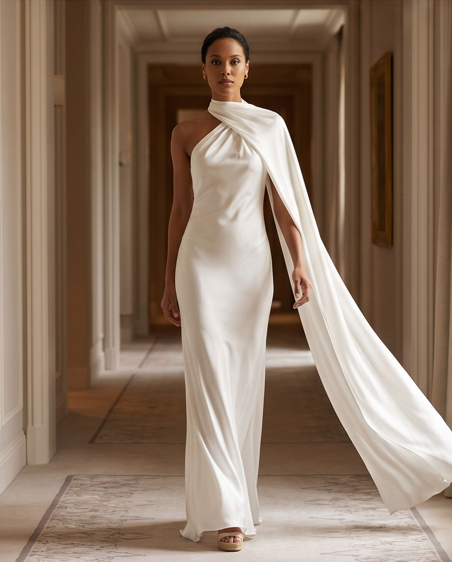 Vestido de Festa em Cetim Sexy Mulheres Elegante Halter Decotado Sem Mangas Sem Ombro Vestidos Femininos Verão 2024 Robe Sólido