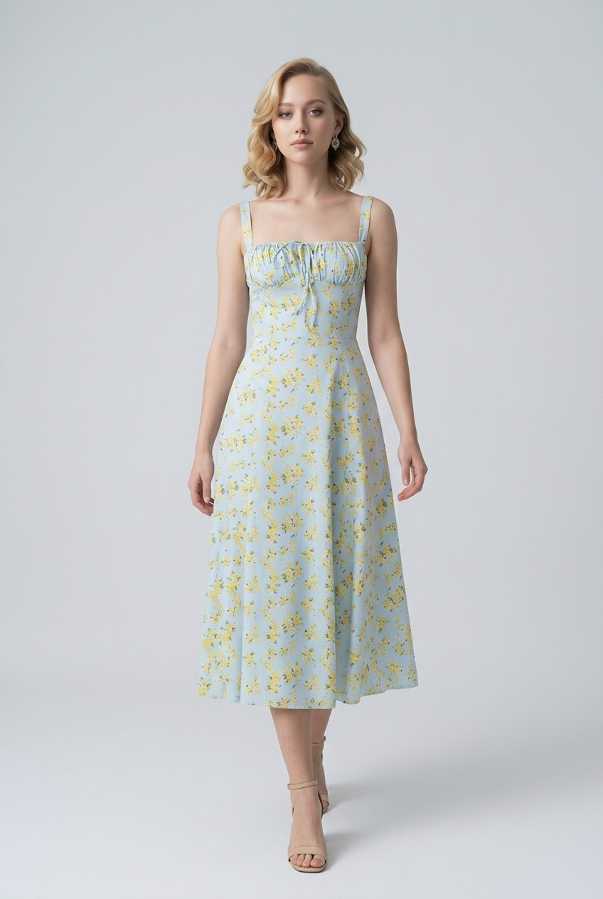 Vestido Corsé Azul Marino Fendido