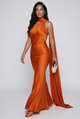 Vestido de Fiesta Satinado con Espalda Descubierta