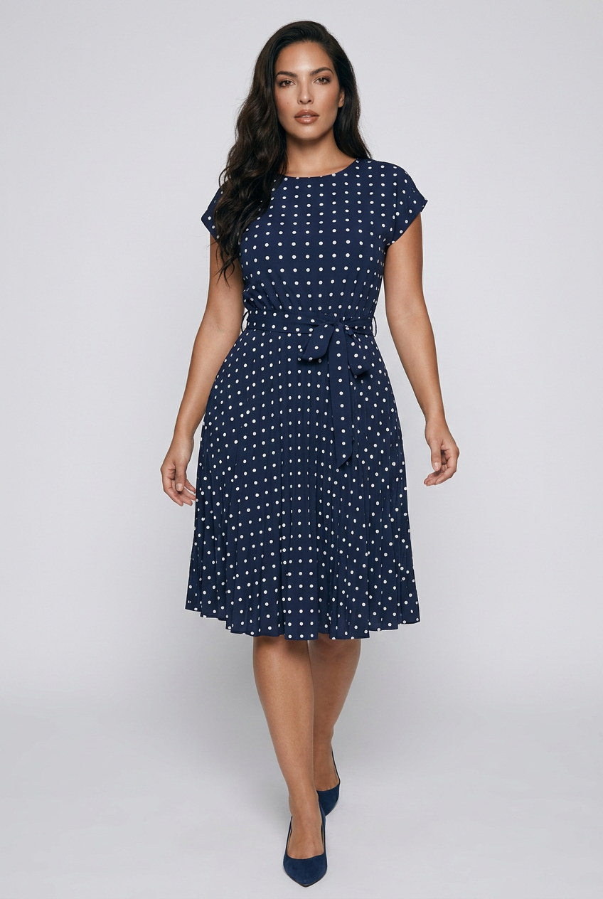 Vestido Midi Elegante de Lunares