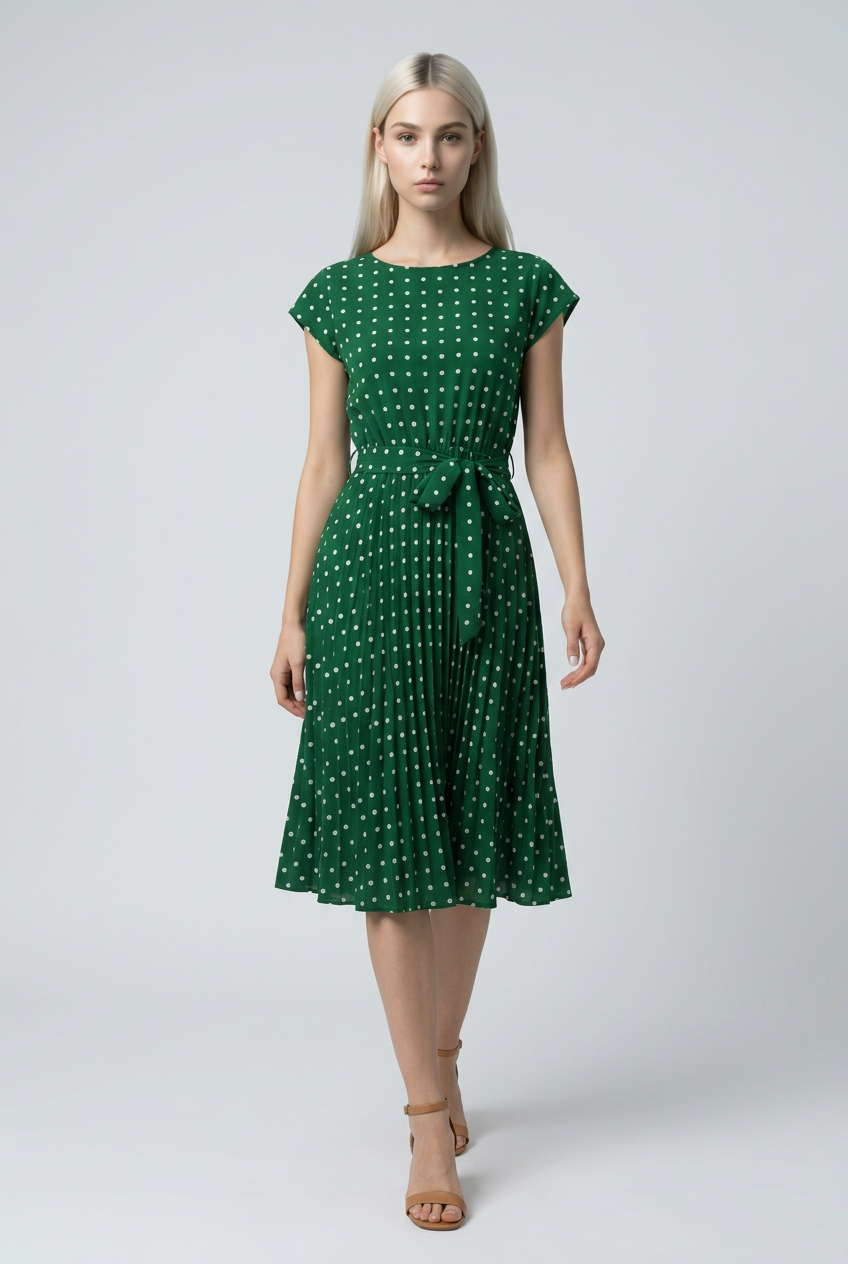 Vestido Midi Elegante de Lunares