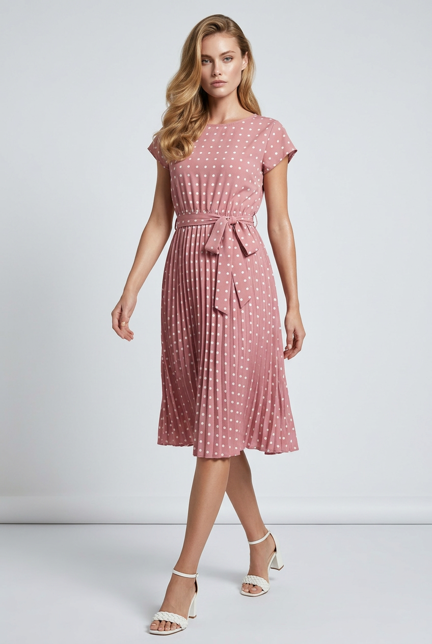 Vestido Midi Elegante de Lunares