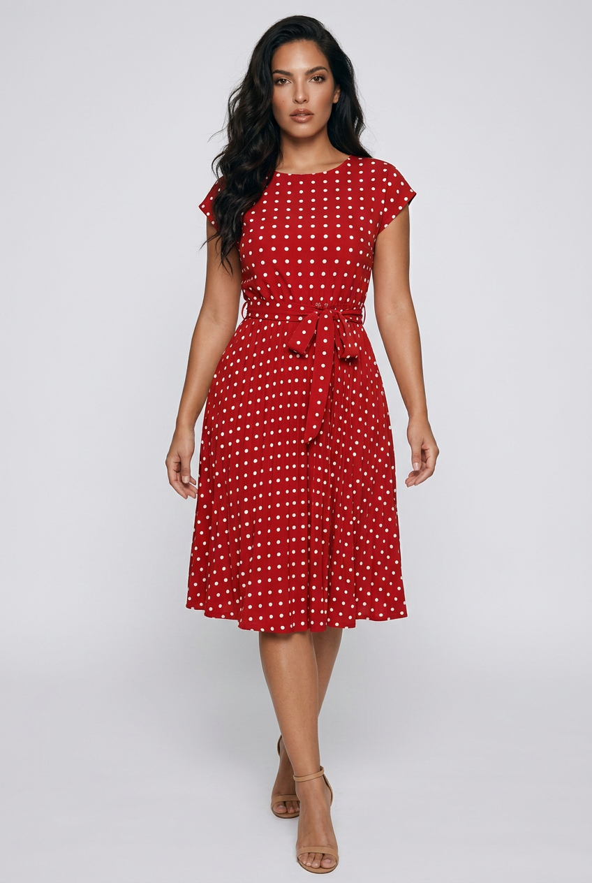 Vestido Midi Elegante de Lunares