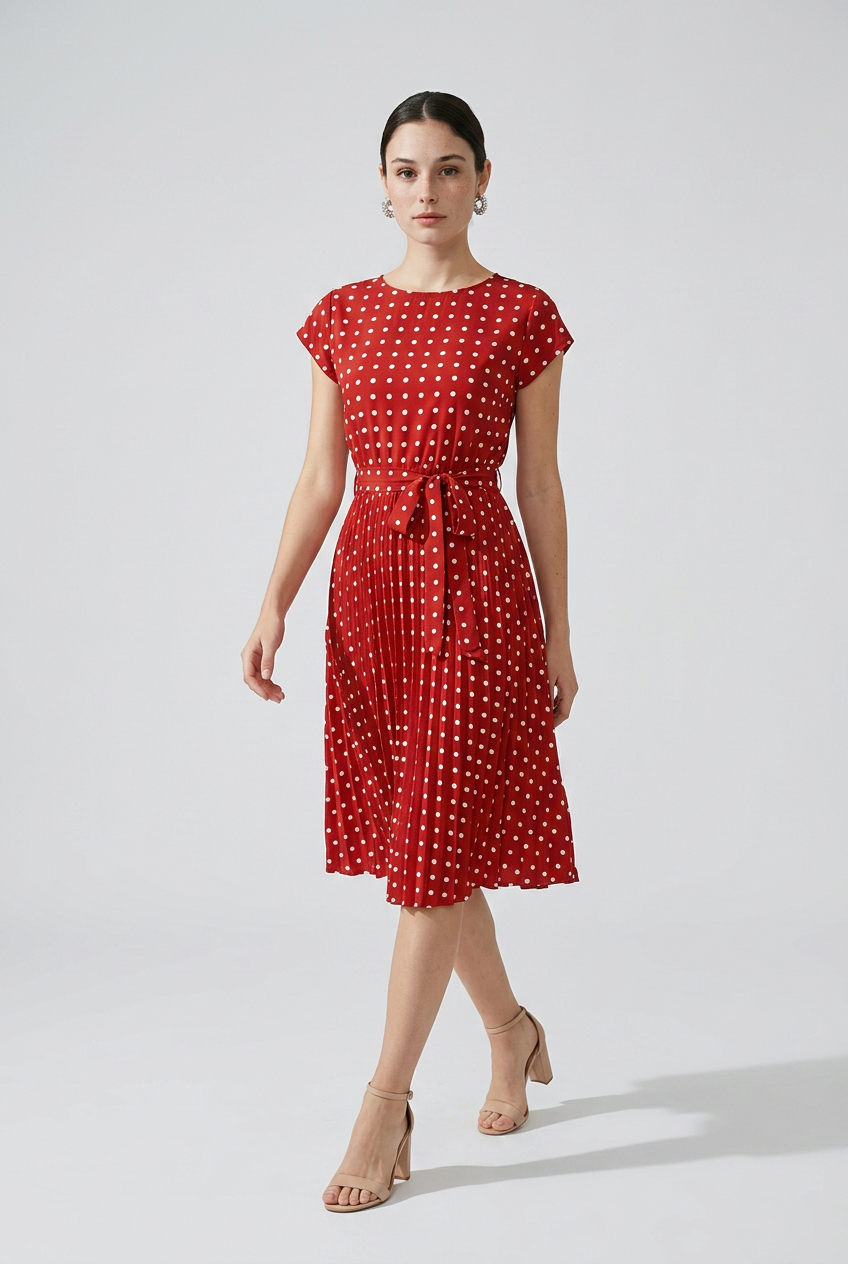 Vestido Midi Elegante de Lunares