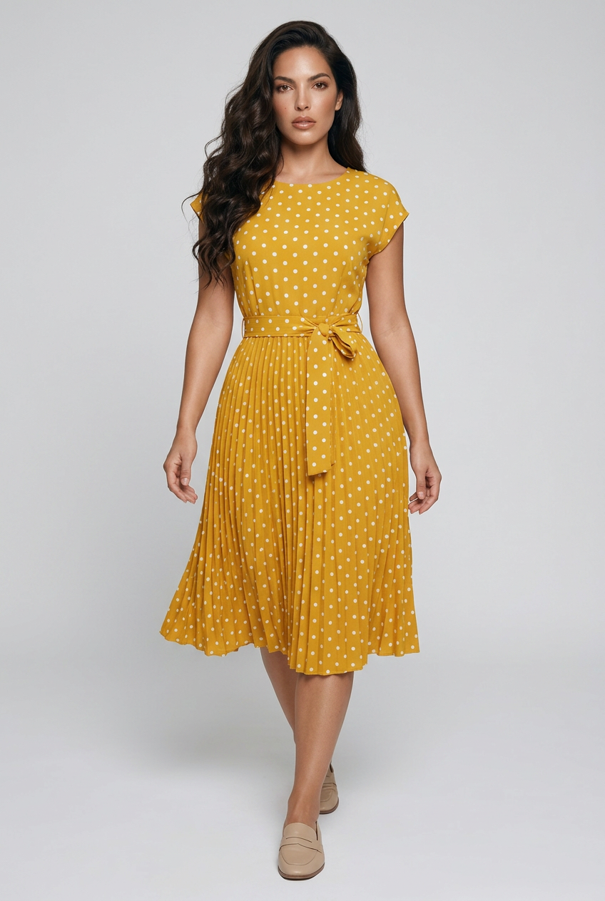 Vestido Midi Elegante de Lunares