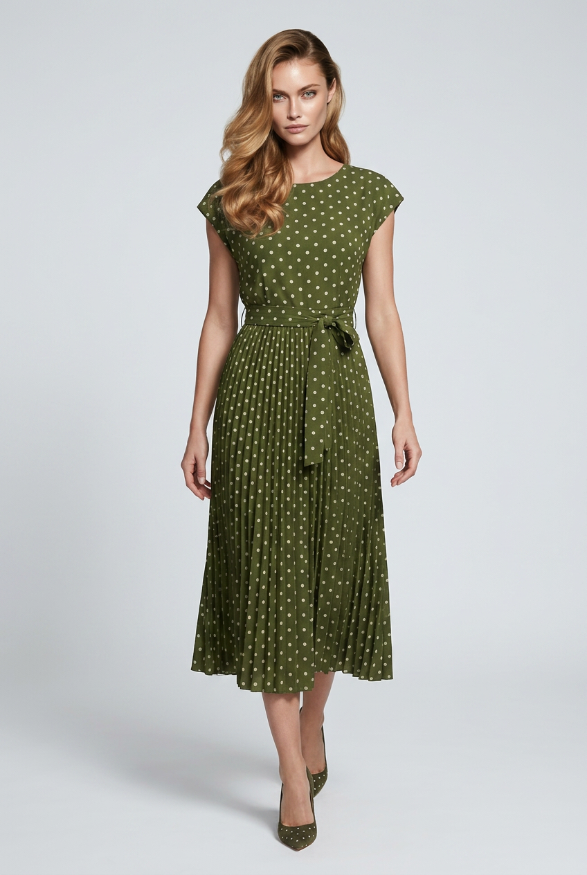Vestido Midi Elegante de Lunares