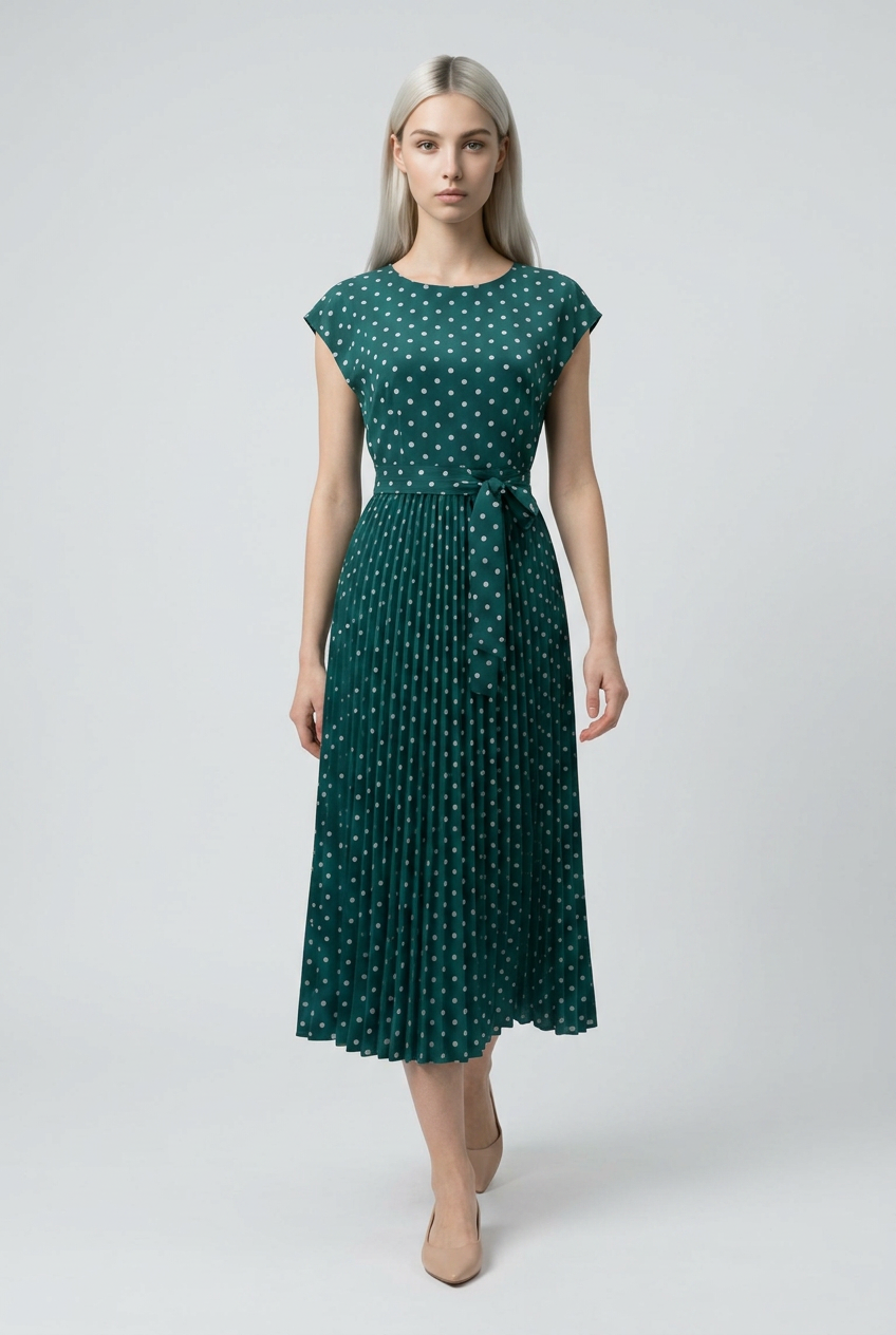 Vestido Midi Elegante de Lunares